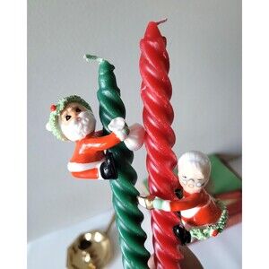 Vintage MCM Santa Mrs Claus Christmas Candle Climbers Huggers Mid-Century Kitsch